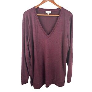 Lucky Brand V-Neck Burgundy Knit Sweater Size Medium Women’s